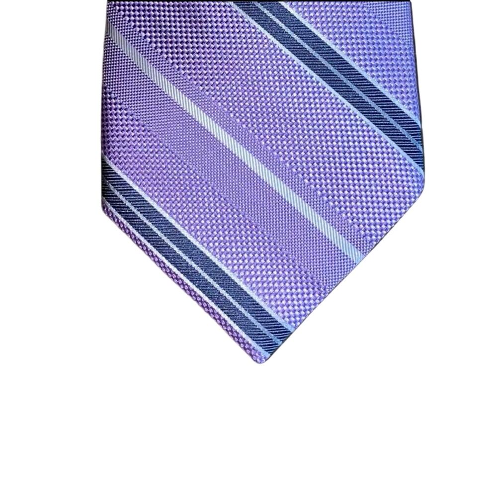 Michael Kors Silk Tie Purple Lilac Striped Made in USA Mens Necktie